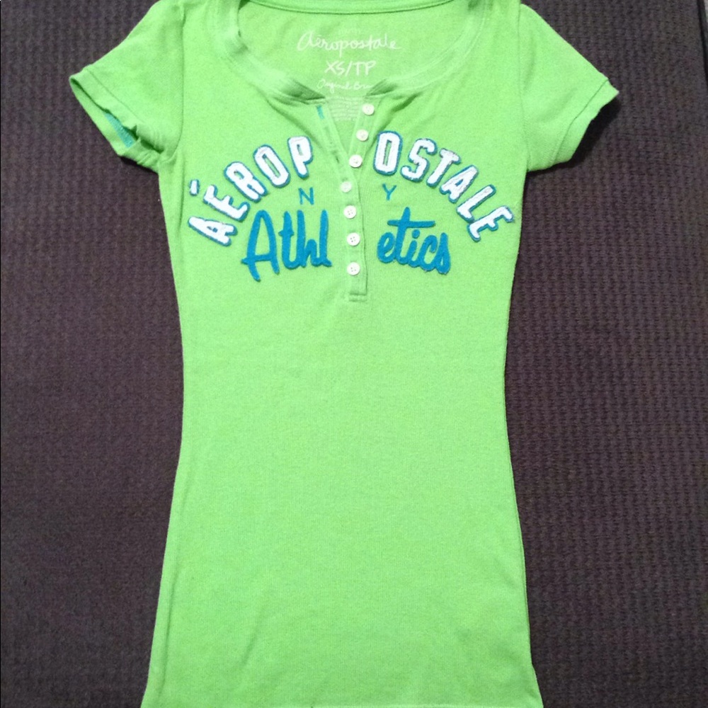 Aeropostale kids neon green ribbed long top